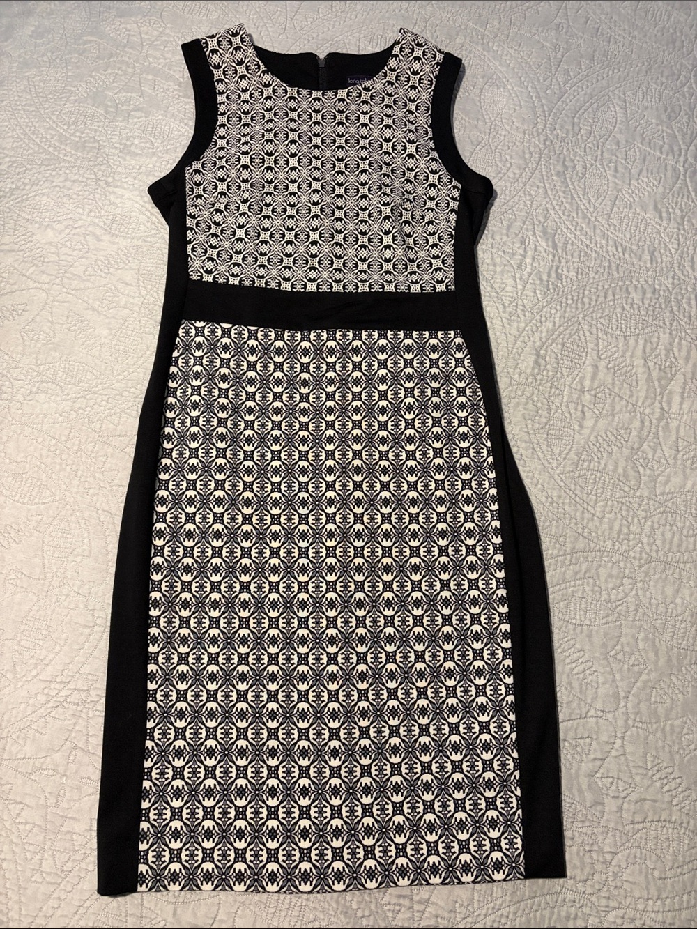 Long Tall Sally Black and White Geometric Sheath Dress, sz 12T